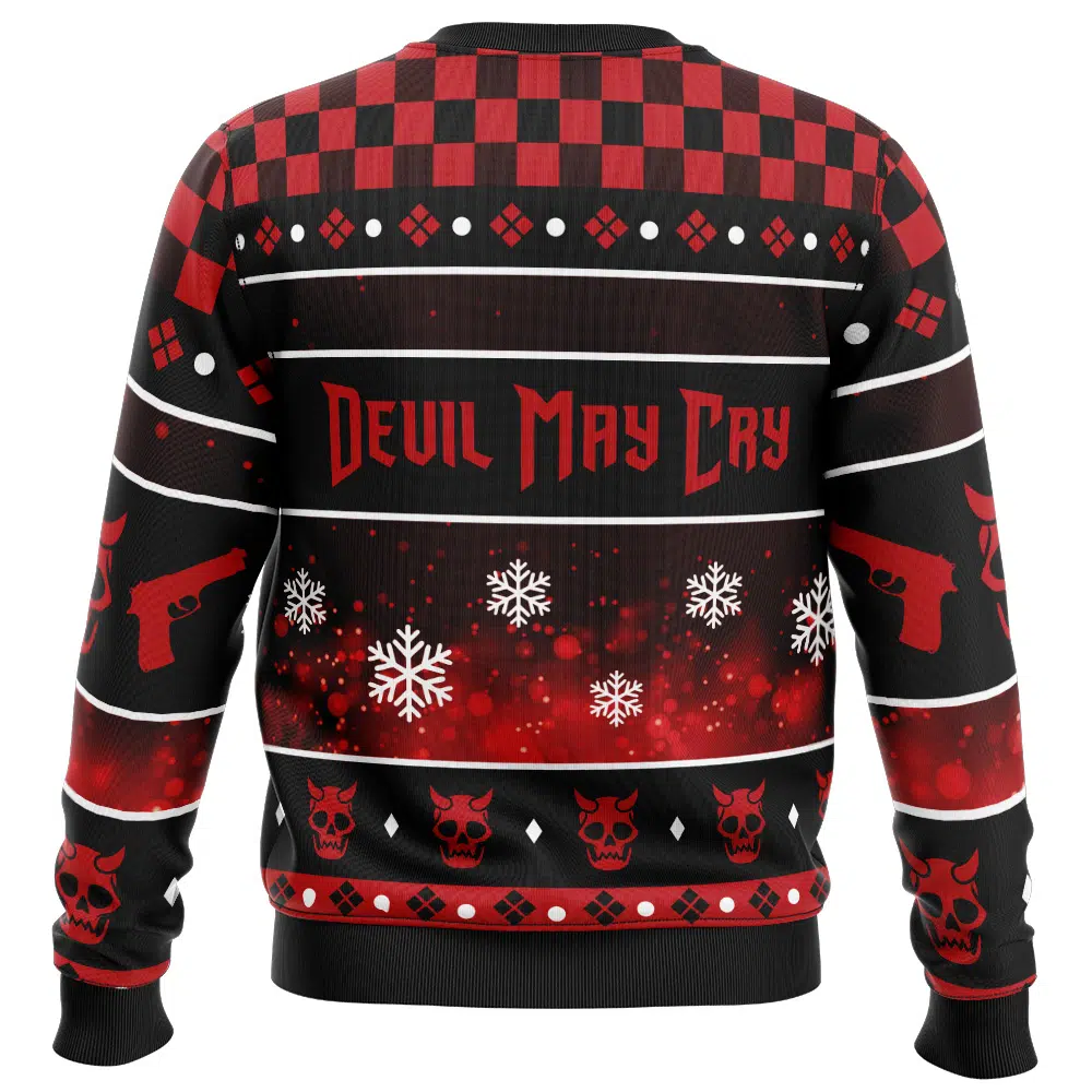 Dante Devil May Cry Ugly Christmas Sweater BACK mockup - Devil May Cry Shop