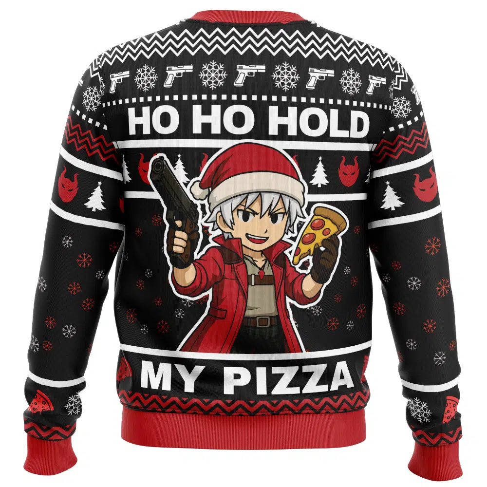 Dante Pizza Devil May Cry Ugly Christmas Sweater BACK Mockup 1 - Devil May Cry Shop