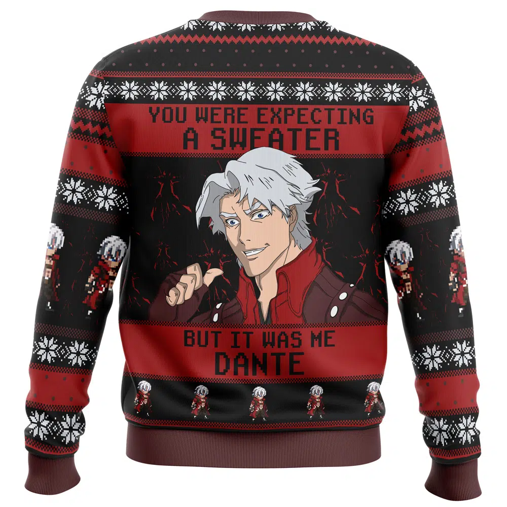 It Was Me Dante Devil May Cry Ugly Christmas Sweater BACK mockup - Devil May Cry Shop